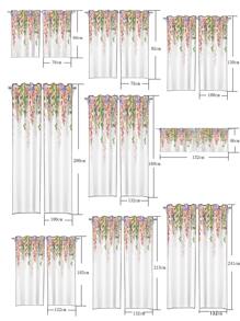 1pc Flower Pattern Curtain, Modern Polyester Single Panel Curtain For Home - Multicolor - View 2
