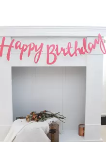 1 Giấy Kéo Cờ, Đồ Họa Chữ Màu Hồng Treo Cờ Cho Tiệc Sinh Nhật - Hồng - Xem 1