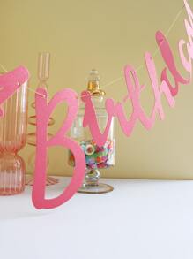 1 Giấy Kéo Cờ, Đồ Họa Chữ Màu Hồng Treo Cờ Cho Tiệc Sinh Nhật - Hồng - Xem 2