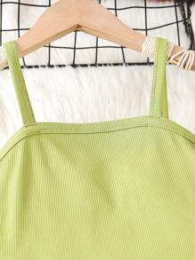 Girls Cami Top & Allover Print Wide Leg Trousers - Green - View 3