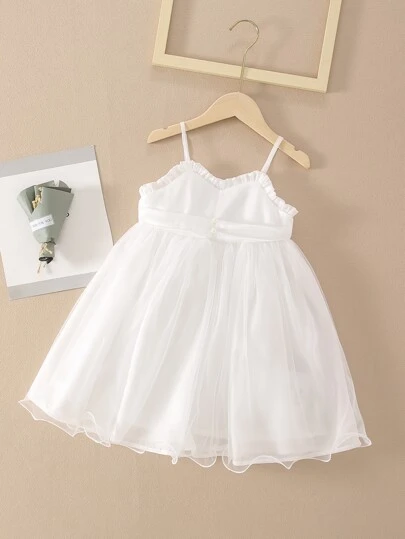Tween Girl Mesh Dress With Spaghetti Strap In Summer Vacation