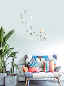 19pcs Star Shaped Mirror Wall Sticker, Silver Decorative Mirror For Home Decor E-I-D - Silver - View 8