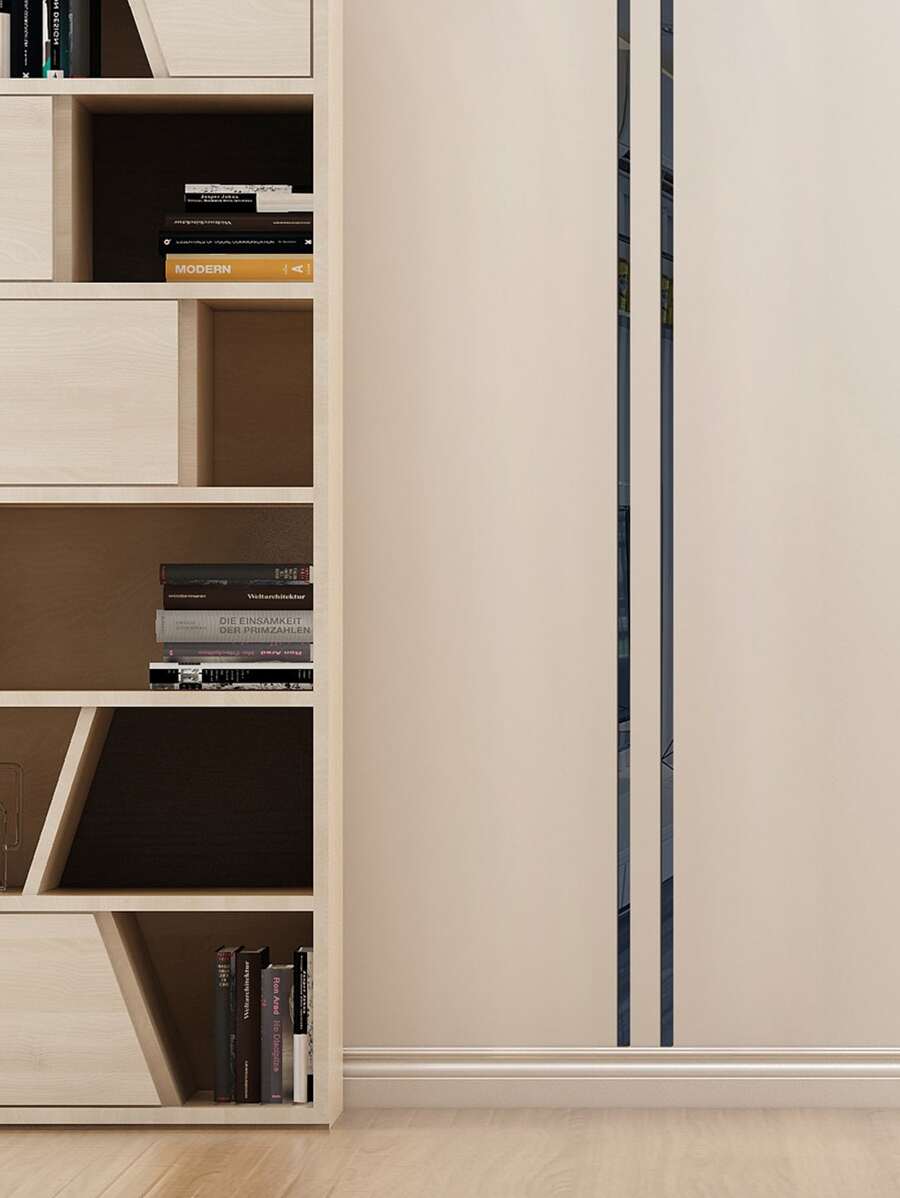 8pcs Stripe Mirror Wall Sticker - Black - View 1