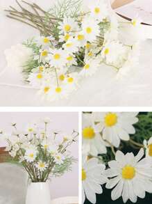 1束塑料人造花花束人造花束 - 白色 - 查看 4