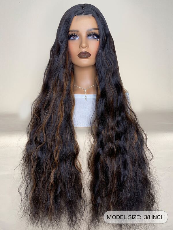 Synthetic Heat Resistant Wigs Long Natural Wave Medium Part Highlights