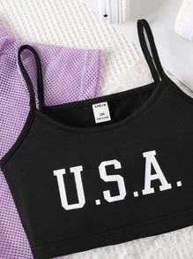 SHEIN Bộ hai mảnh Gái Thắt nút Tương phản ràng buộc Khối Màu Lá thư Giải trí - Nhiều màu - Xem 4