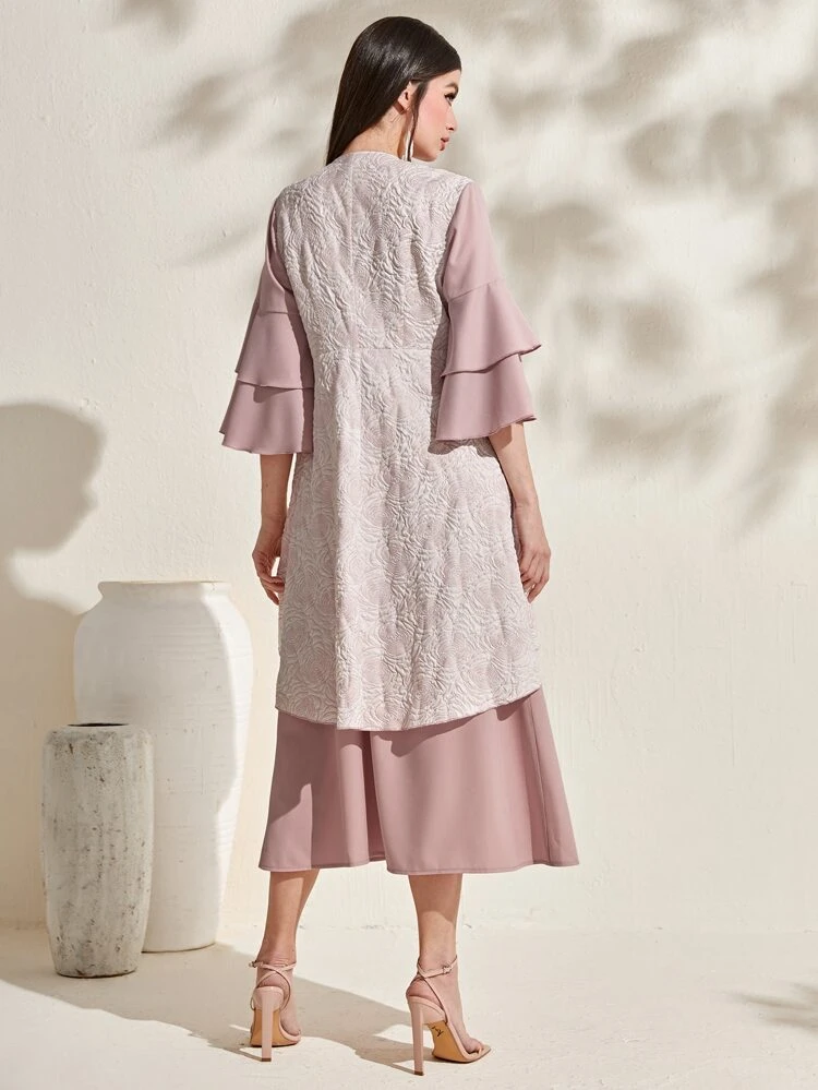 Flounce Sleeve Open Front Coat & Dress