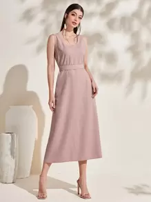 Modelyn Flounce Sleeve Open Front Coat & Dress - Dusty Pink - View 3