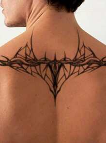 紋身貼紙,1張刺尖圖案一次性紋身適合男士,紋身貼紙成年人,逼真紋身貼刺尖,適合女士和女孩 - 黑色 - 查看 5