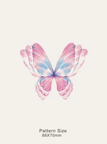 1 hoja Pegatina tatuaje con estampado de mariposa - Multicolor - Ver 4