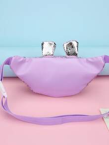 女孩卡通耳朵和亮片裝飾金屬亮絲腰包