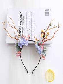 花和蝴蝶裝飾立體髮箍 - 彩色 - 查看 1