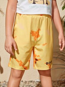 男孩字母圖案彈性腰帶短褲