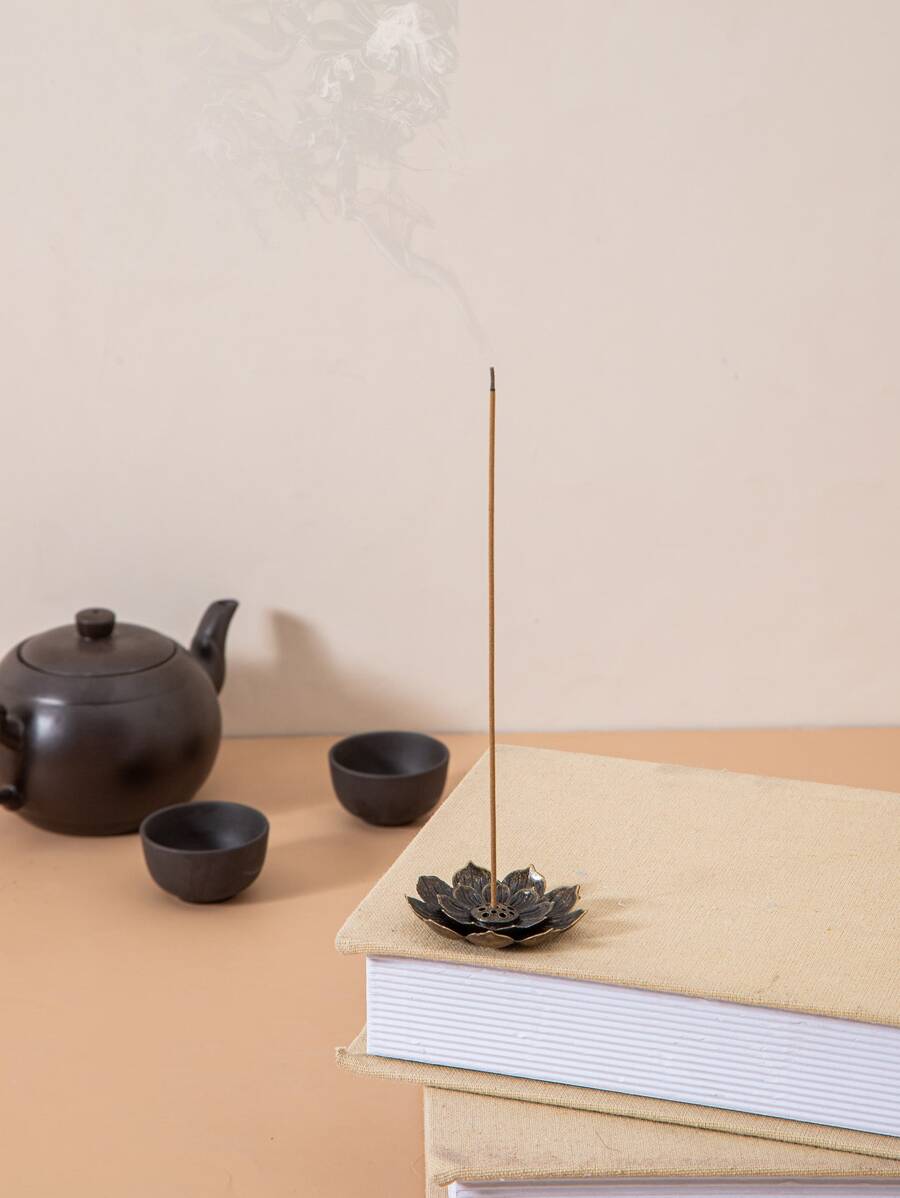 1 peça suporte para incenso em forma de lótus - Bronze - Ver 1
