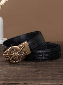 Thắt lưng nam khóa tự động dập nổi cá sấu - màu đen - Xem 1