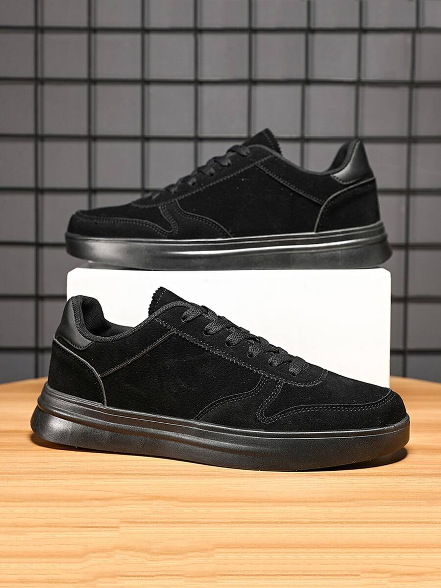 男士繫帶運動仿麂皮板鞋適用於戶外 - 黑色 - 查看 1