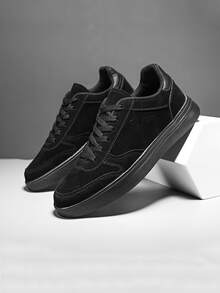 男士繫帶運動仿麂皮板鞋適用於戶外 - 黑色 - 查看 2