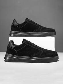 男士繫帶運動仿麂皮板鞋適用於戶外 - 黑色 - 查看 3