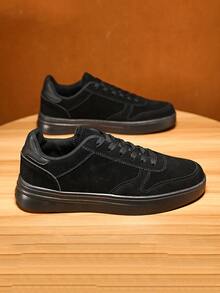 男士繫帶運動仿麂皮板鞋適用於戶外 - 黑色 - 查看 5