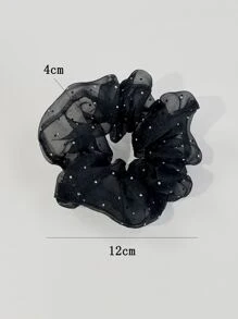 4pcs Faux Pearl & Sheer Mesh Hair Scrunchies, Minimalist & Fashionable For Casual Daily Wear, Korean Style Rhinestone Elastic Hair Ties, Women Hair Accessories Ponytail Head Accessories Elastic Band - Multicolor - View 4