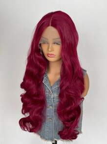 13*4*1t蕾絲假髮紅色波浪長捲髮假髮