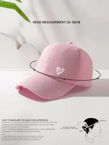 1顶男女通用Y2K爱心印花白色可调节棒球帽，透气时尚，适合休闲佩戴，情人节礼物，情侣款