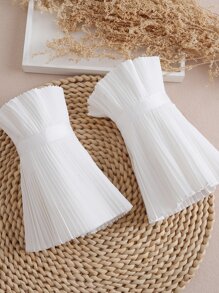 2 piezas con diseño de perla artificial falso puño - Blanco - Ver 4