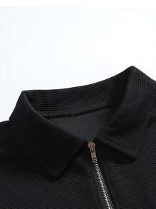 Manfinity Men Letter Graphic Quarter Zip Sweatshirt - Black - View 5