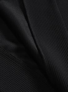 Manfinity Men Letter Graphic Quarter Zip Sweatshirt - Black - View 4