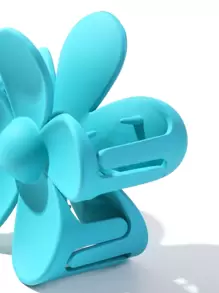 Flower Design Hair Claw - Teal Blue - View 4