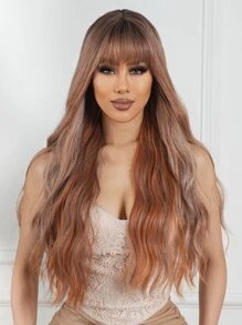 Tóc giả tổng hợp xoăn dài có mái - Màu dương cầm - Xem 3