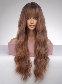 Tóc giả tổng hợp xoăn dài có mái - Màu dương cầm - Xem 5