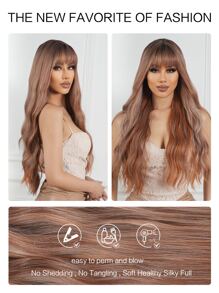 Tóc giả tổng hợp xoăn dài có mái - Màu dương cầm - Xem 6