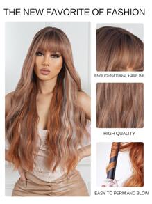 Tóc giả tổng hợp xoăn dài có mái - Màu dương cầm - Xem 7