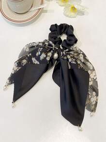 花卉印花围巾发带波西米亚风马尾辫固定器发圈橡皮筋发圈发绳弹性发带 - 彩色 - 查看 2