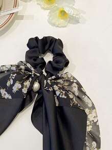 花卉印花围巾发带波西米亚风马尾辫固定器发圈橡皮筋发圈发绳弹性发带 - 彩色 - 查看 3