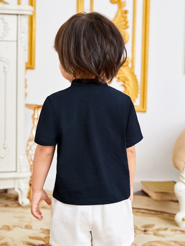 SHEIN Baby Boy Geo Print Button Half Placket Top SHEIN UK