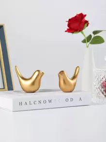 Creative Gold Bird Sculpture Home Decor, Set Of 2 For Living Room, Entryway, Bookshelf Display Best Gifts Birthday Graduation - Gold - View 1