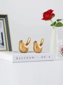 Creative Gold Bird Sculpture Home Decor, Set Of 2 For Living Room, Entryway, Bookshelf Display Best Gifts Birthday Graduation - Gold - View 3