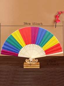 1 pieza Ventilador de mano de rayas de arcoíris - Multicolor - Ver 5