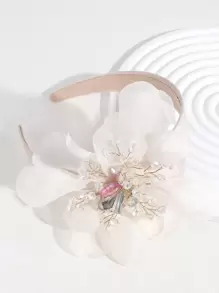 1 chiếc băng đô cài tóc nữ thời trang thanh lịch họa tiết hoa đính đá, thích hợp cho sử dụng hàng ngày, dự tiệc, lễ hội và tiệc chiêu đãi, phụ kiện tóc làm đẹp tại nhà. - Màu be - Xem 2
