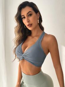 Yoga Sxy Twist Front Racer Back Sports Bra - Blue - View 4