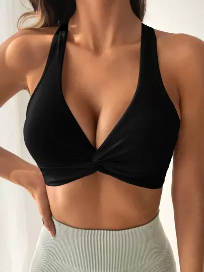 Easithlete Twist Front Racer Back Sports Bra