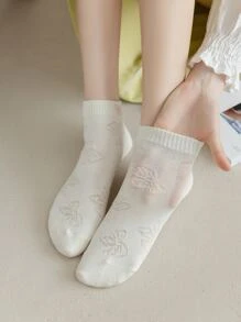 5雙卡通圖案短襪 - 白色 - 查看 4