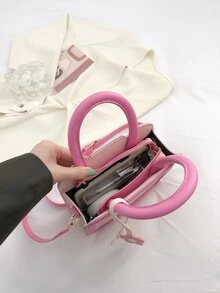 Mini Letter Graphic Flower Decor Square Bag - Multicolor - View 7