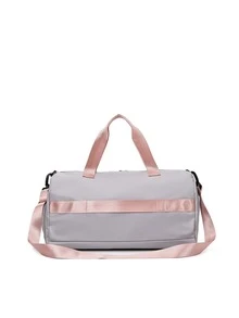 Bolso duffle con diseño de parche de letra - Gris - Ver 5