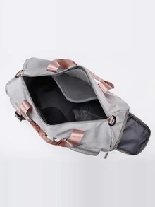 Bolso duffle con diseño de parche de letra - Gris - Ver 4