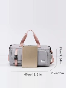 Bolso duffle con diseño de parche de letra - Gris - Ver 7
