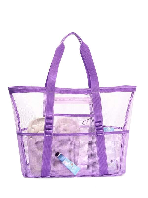 Hollow Polyester Mesh Beach Bag Large Capacity Travel Washing Bag