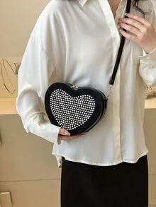 Bolsa creativa con diseño de diamante de imitación con diseño de corazón - Multicolor - Ver 7